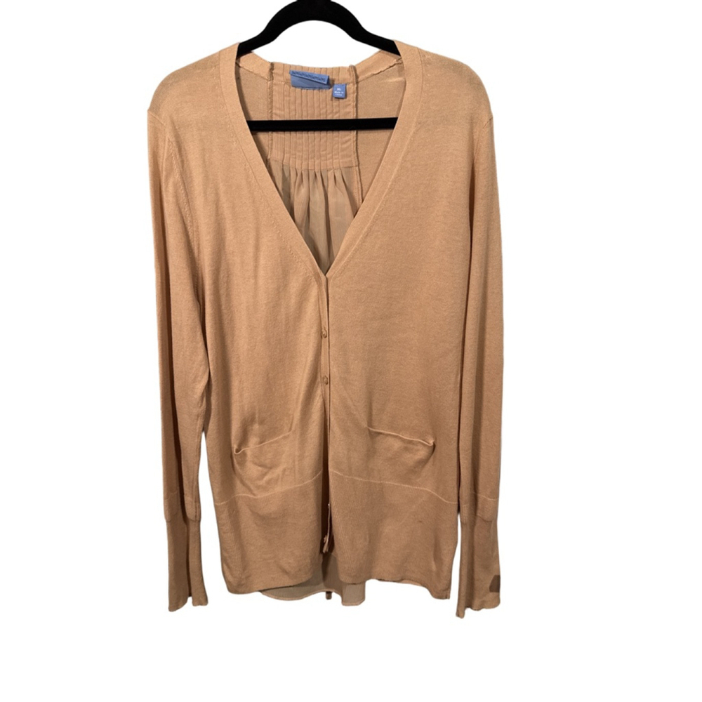 Simply Vera Vera Wang Dusty Beige Pink Knit Sheer Back Cardigan Size XL New With
